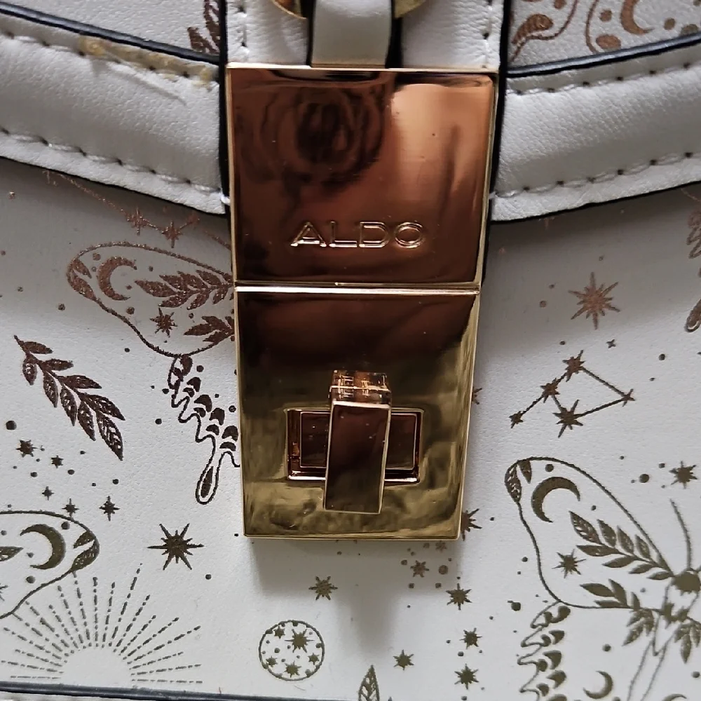 Aldo White and Gold Satchel with Butterfly Design - Picture 3 of 9